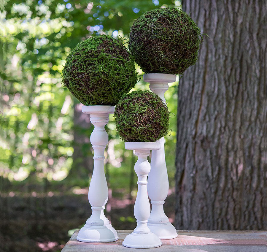 Shabby Chic Spindle Candle Holder Set