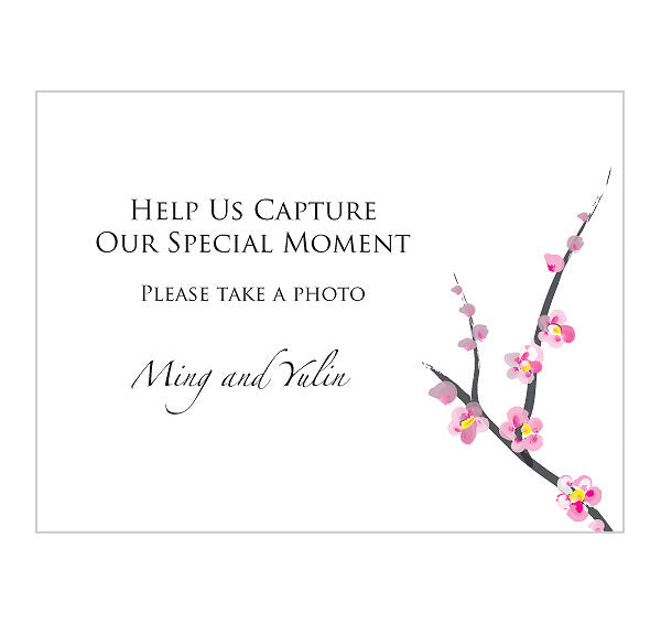 Cherry Blossom Wedding Camera Table Sign