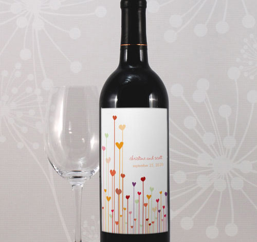 Hearts Wedding Wine Labels