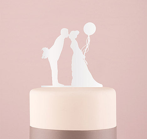 Leaning in Silhouette Acrylic Cake Topper - White