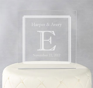 Double Line Border Custom Wedding Cake Topper