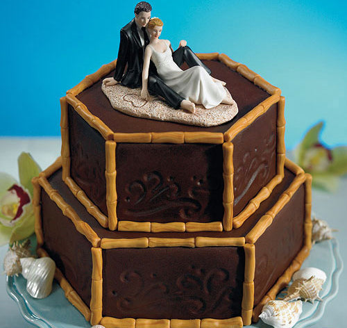 Beach Lounging Bride &amp; Groom Cake Topper