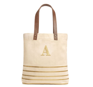 Stripe Canvas Bridesmaid Tote Bag - Metallic Gold