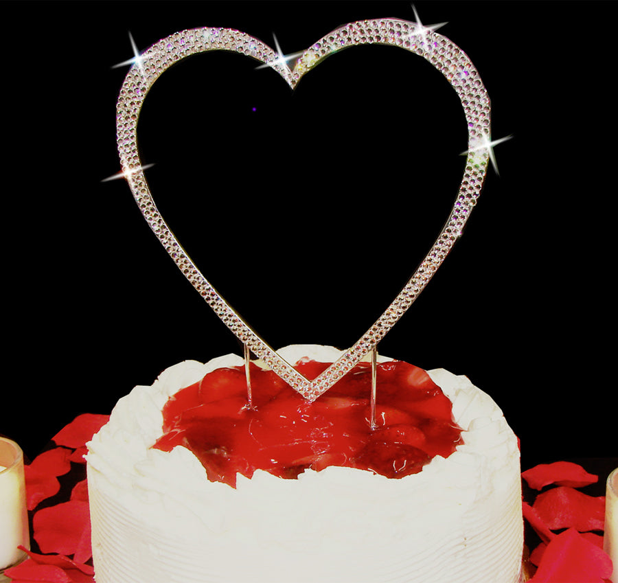 Swarovski Crystal Heart Gold Cake Topper