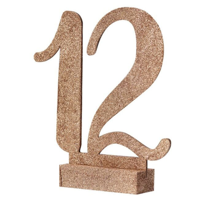 Rose Gold Glitter Table Numbers