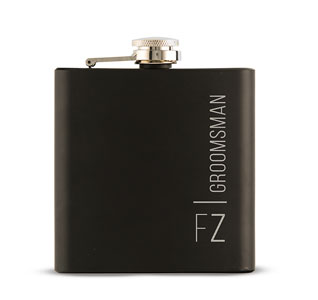 Initial Black Groomsmen Flask