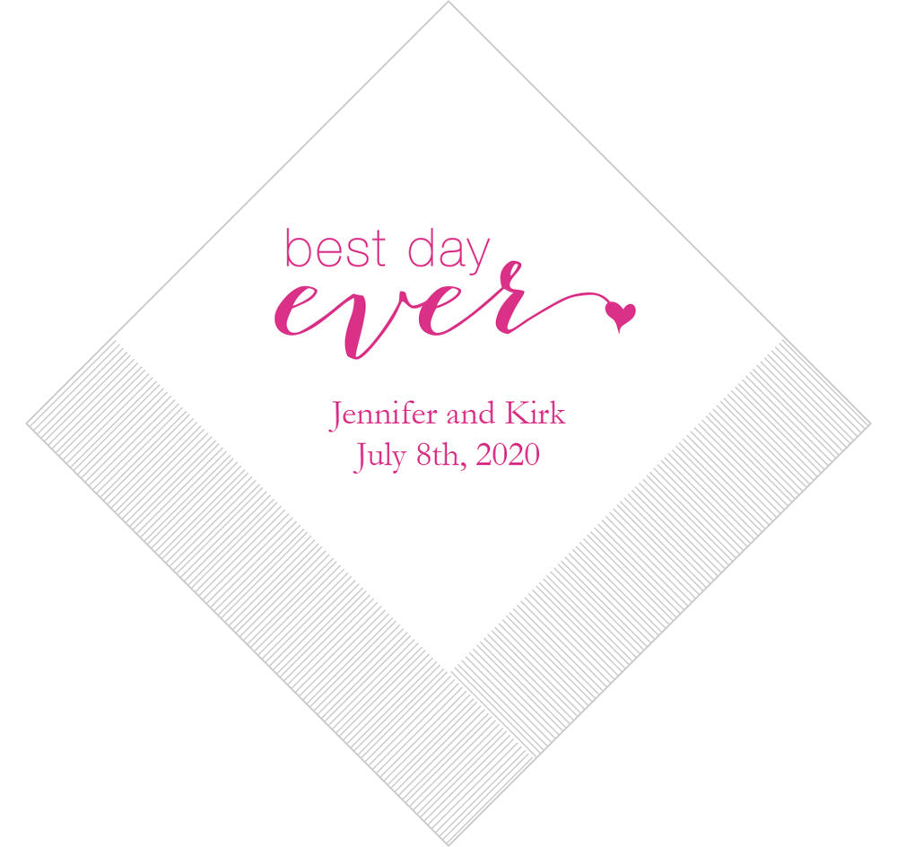 Best Day Ever Wedding Napkins - Script