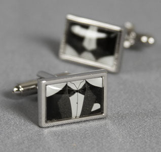Tuxedo Design Wedding Cufflinks - Rectangle