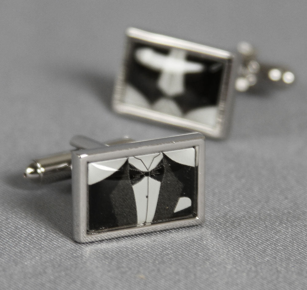 Tuxedo Design Wedding Cufflinks - Rectangle