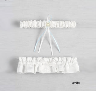 Monogram Wedding Garter Set White / Hot Pink