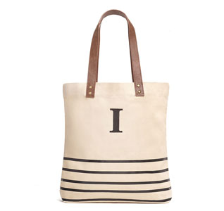 Stripe Canvas Bridesmaid Tote Bag - Black