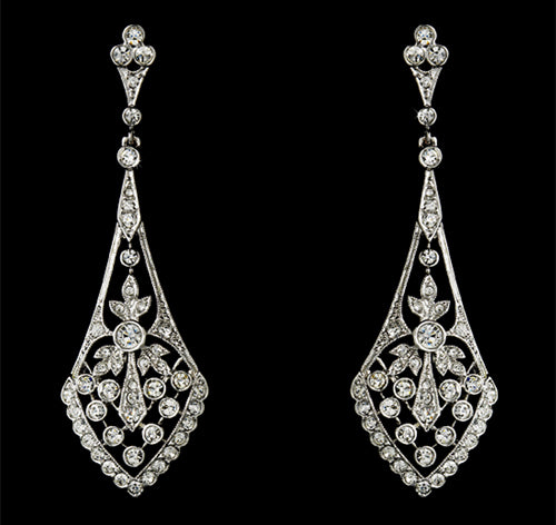 Vintage Style Cubic Zirconia Bridal Earrings