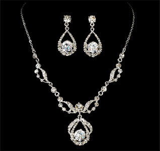 Rhinestone Necklace &amp; Earring Bridal Jewelry Set
