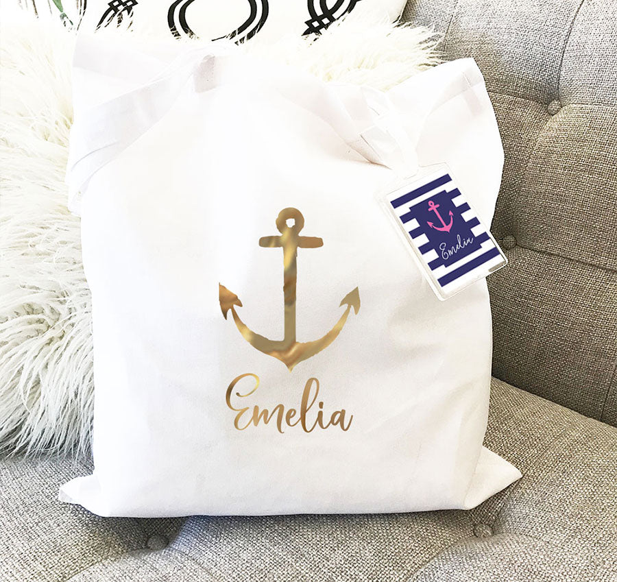 Personalized Tropical Foil Tote Bag