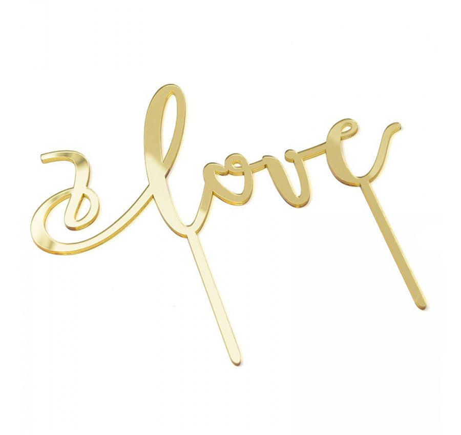 Gold Love Script Cake Topper