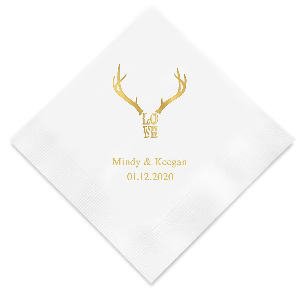 Love Antlers Personalized Wedding Napkins