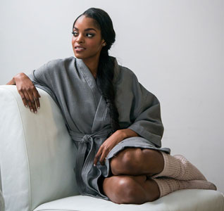 Waffle Kimono Bridesmaid Robe - Grey