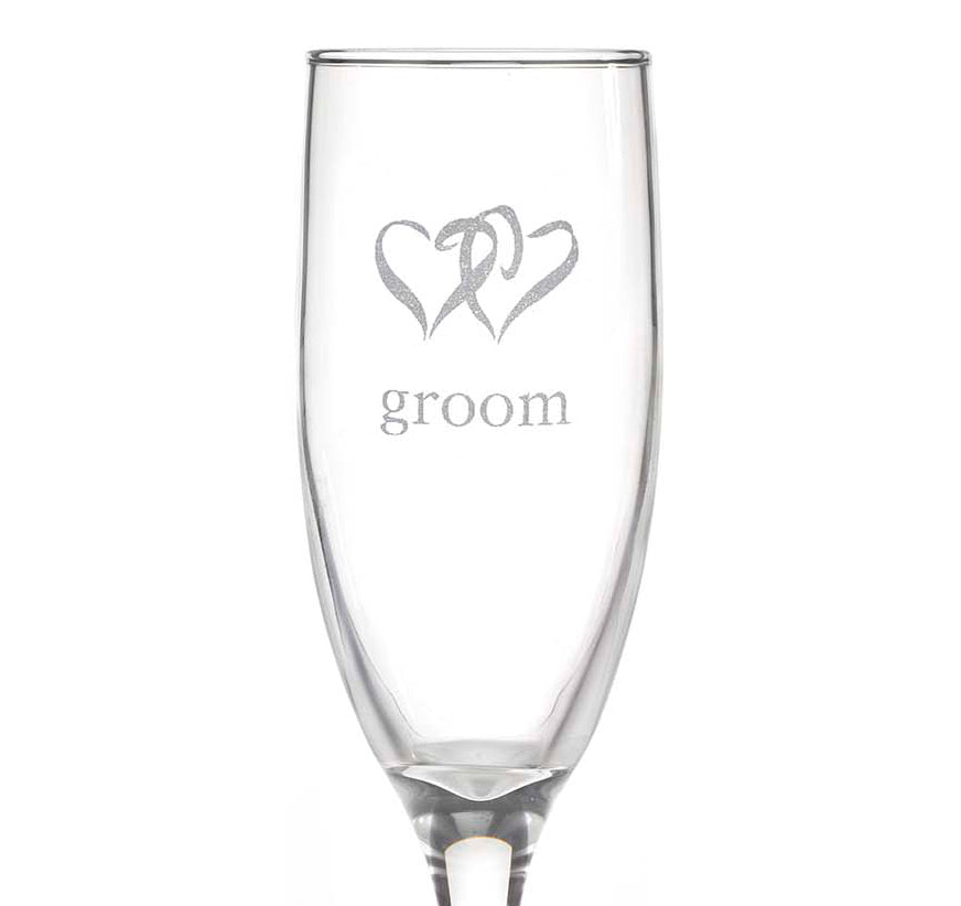 Bride &amp; Groom Hearts Wedding Toasting Flutes