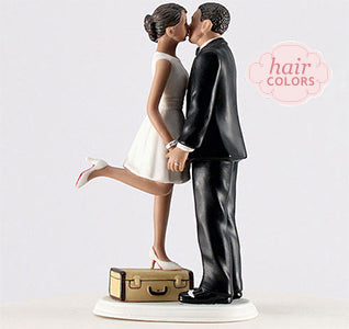 Kiss &amp; We&#39;re Off Bride &amp; Groom Cake Top - Medium Skin Tone