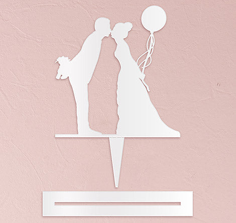 Leaning in Silhouette Acrylic Cake Topper - White