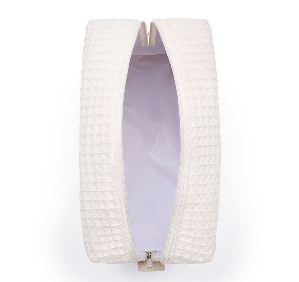 Waffle Bridesmaid Cosmetic Bag - White