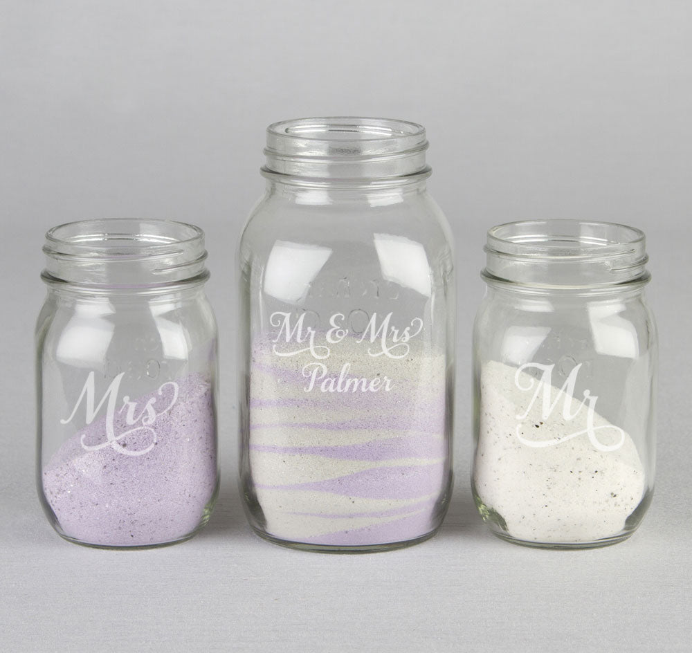 Last Name Sand Ceremony Mason Jar Set
