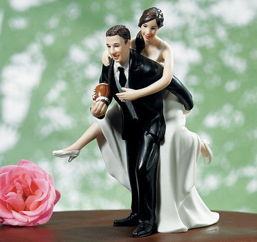 Football Bride &amp; Groom Cake Topper