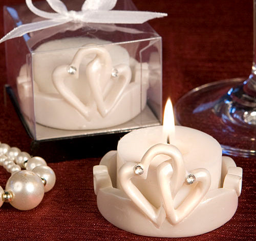 Interlocking Hearts Candle Wedding Favor
