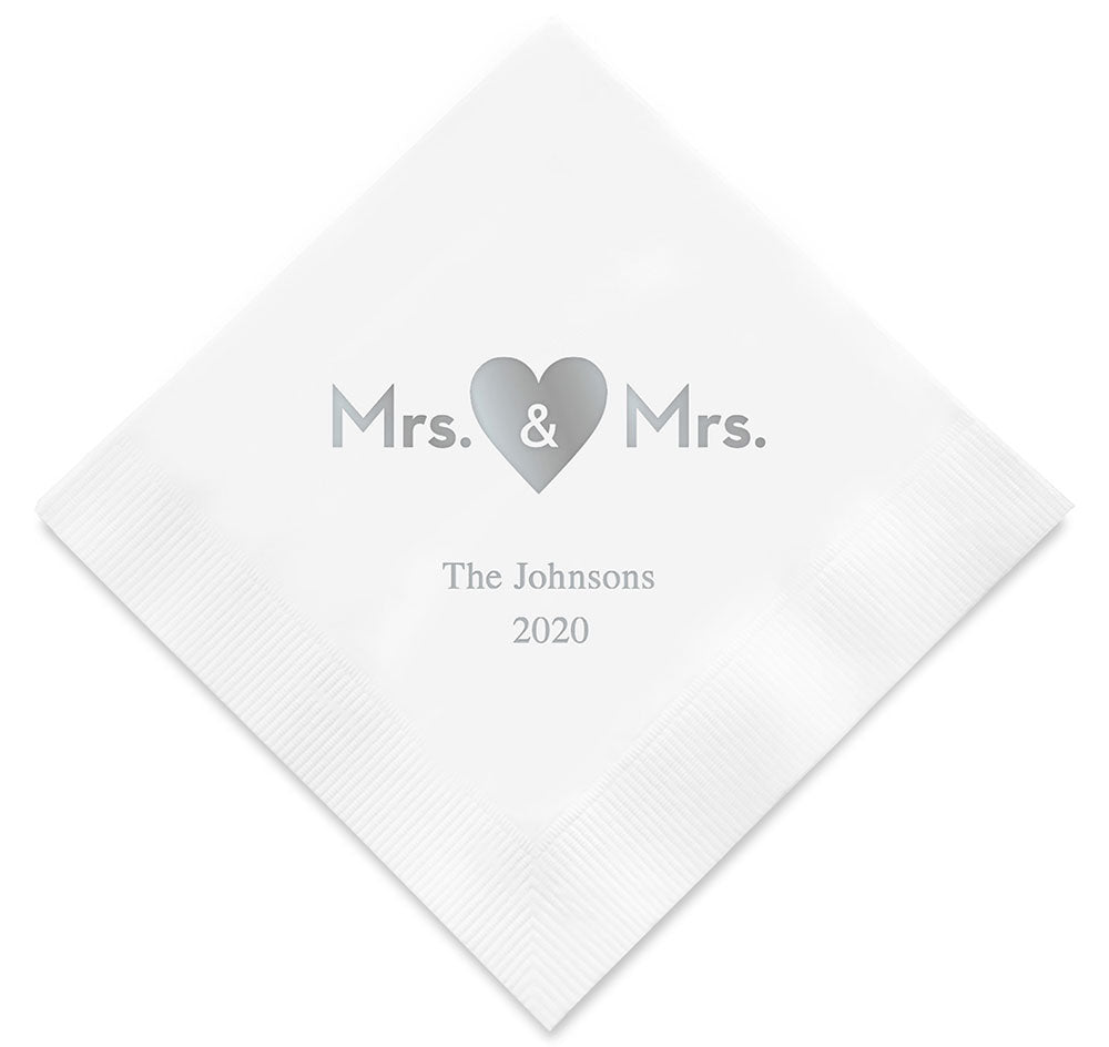 Mrs &amp; Mrs Heart Wedding Napkins