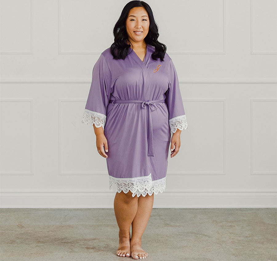 Lavender Jersey and Lace Bridesmaid Robe