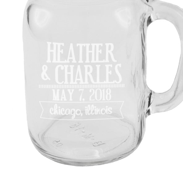 Personalized Wedding Mason Jars - (Set of 4)