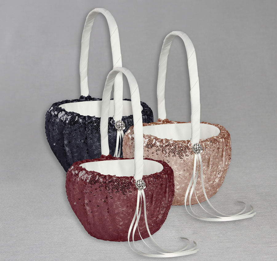 Elsa Shiny Sequin Flower Girl Basket