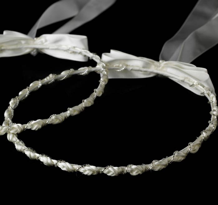 Silver Beaded Greek Stefana Wedding Crowns