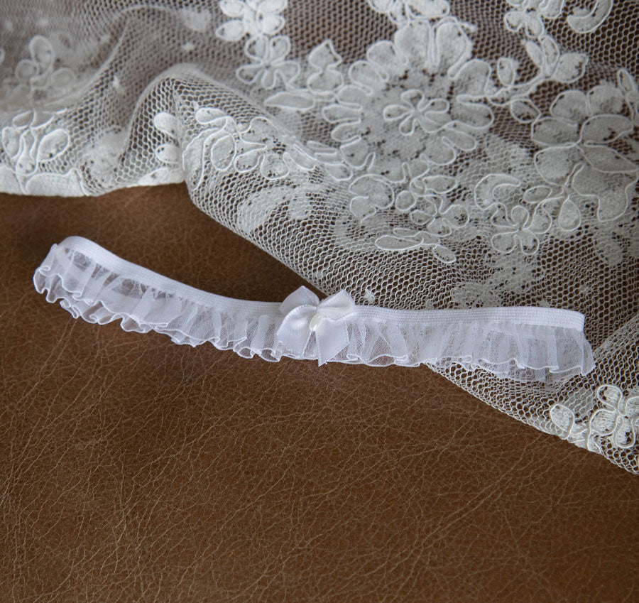 Wedding Bridal Garter Silver Embroidery