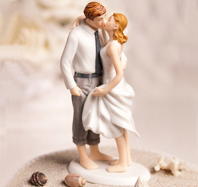 Beach Getaway Bride &amp; Groom Cake Topper