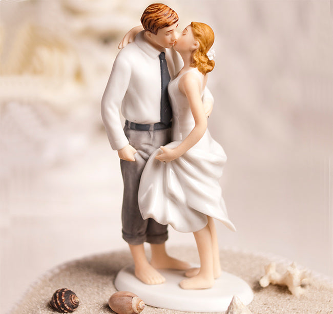Beach Getaway Bride & Groom Cake Topper