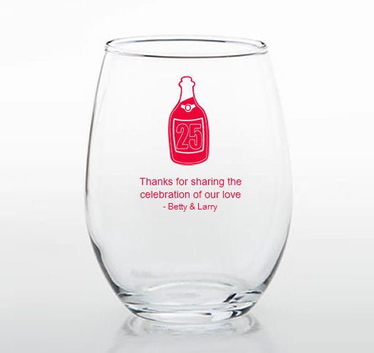 25th Anniversary Personalized Stemless Glasses