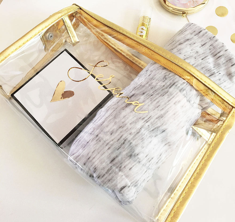 Personalized Gold Cosmetic Bag