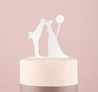 Leaning in Silhouette Acrylic Cake Topper - White