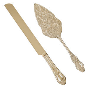 Gold Wedding Cake Knife &amp; Server Set