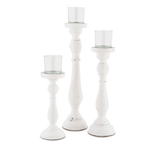 Shabby Chic Spindle Candle Holder Set