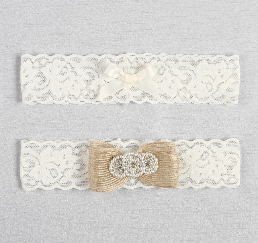 Savannah Bridal Garter Set Large / Ivory Savannah Bridal Garter Set Large / Ivory