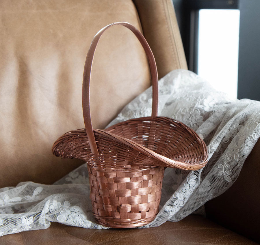 Metallic Wicker Flower Girl Basket