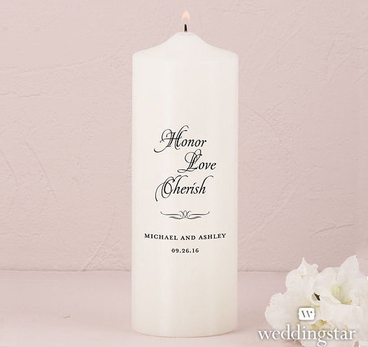 Honor, Love and Cherish Personalized Unity Candle