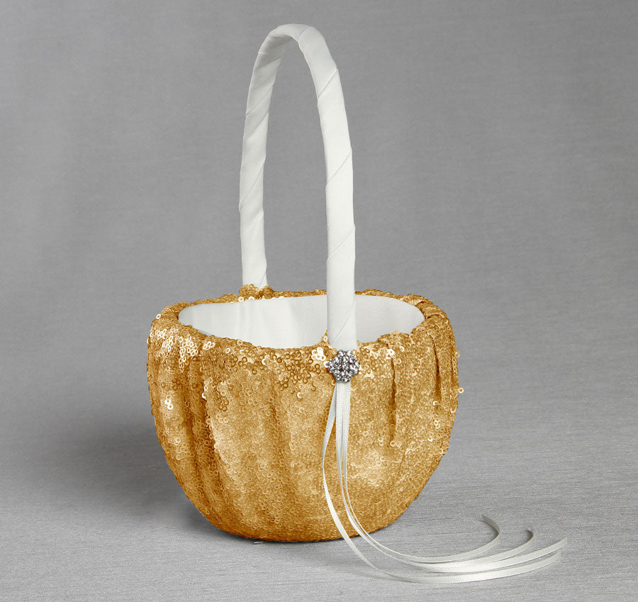 Elsa Matte Sequin Flower Girl Basket