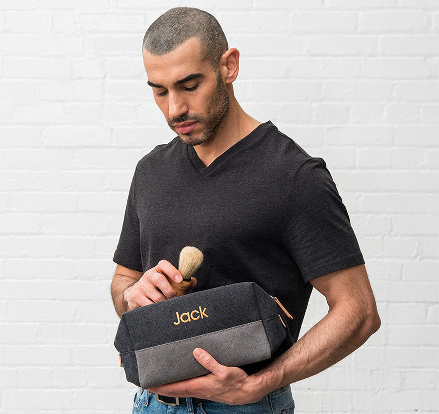 Black &amp; Gray Canvas Groomsmen Toiletry Bag
