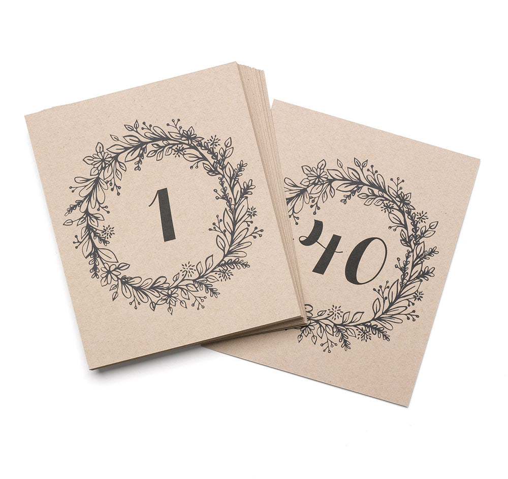Rustic Wreath Table Numbers (1-40)