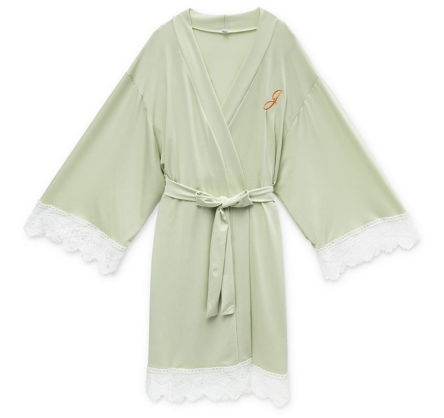 Sage Jersey and Lace Bridesmaid Robe