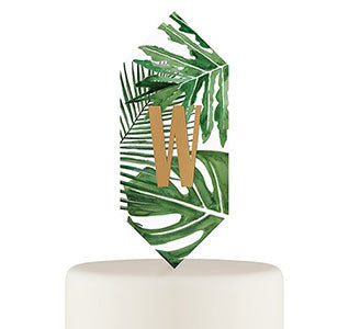 Personalized Tropical Leaves Acrylic Cake Topper