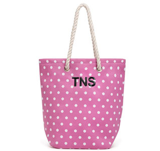 Polka Dot Cabana Bridesmaid Tote Bag - Pink